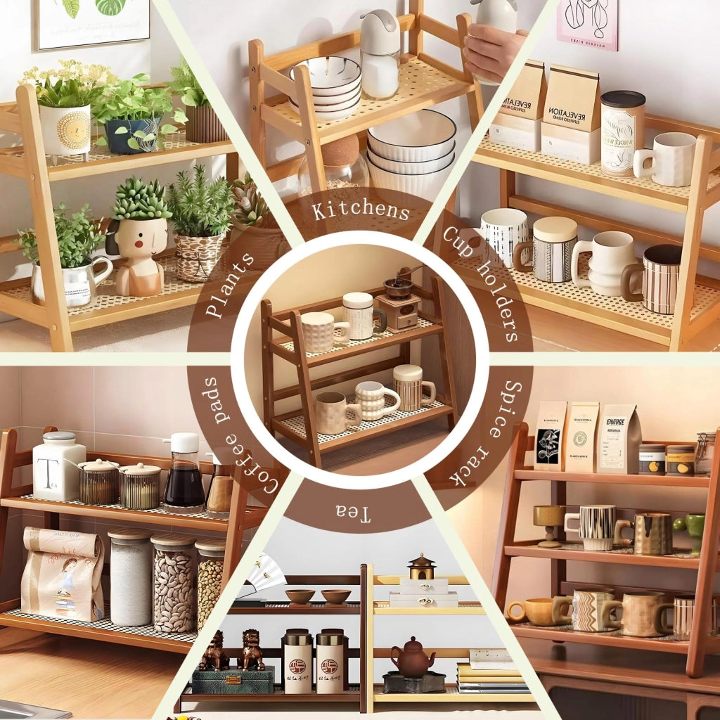 Organizzatore da cucina in bambù, 3 ripiani, dimensioni 40x18x39 cm