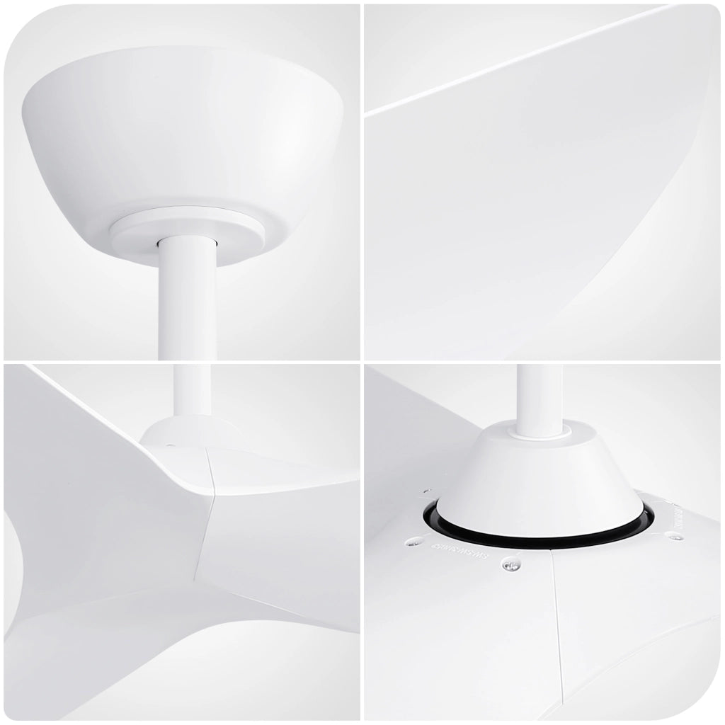 Ventilatore da soffitto 96 cm senza luce con motore DC reversibile 6 velocità telecomando bianco opaco per interni esterni