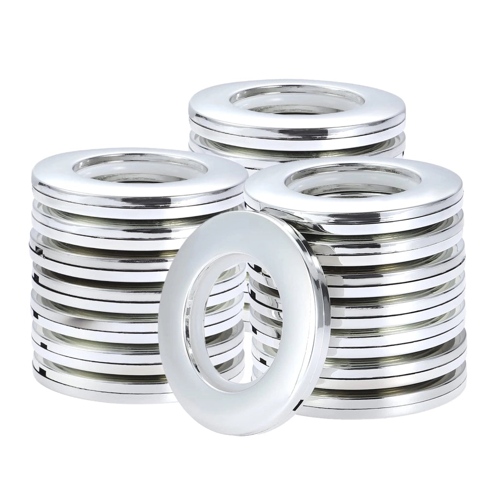 Anelli per tende, 32 pezzi, plastica, 40 mm, color argento trasparente