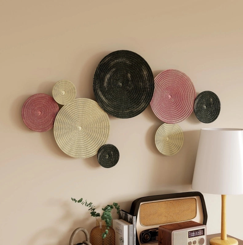 DECORAZIONE da parete con 8 dischi in metallo 110x7x58 cm bronzo