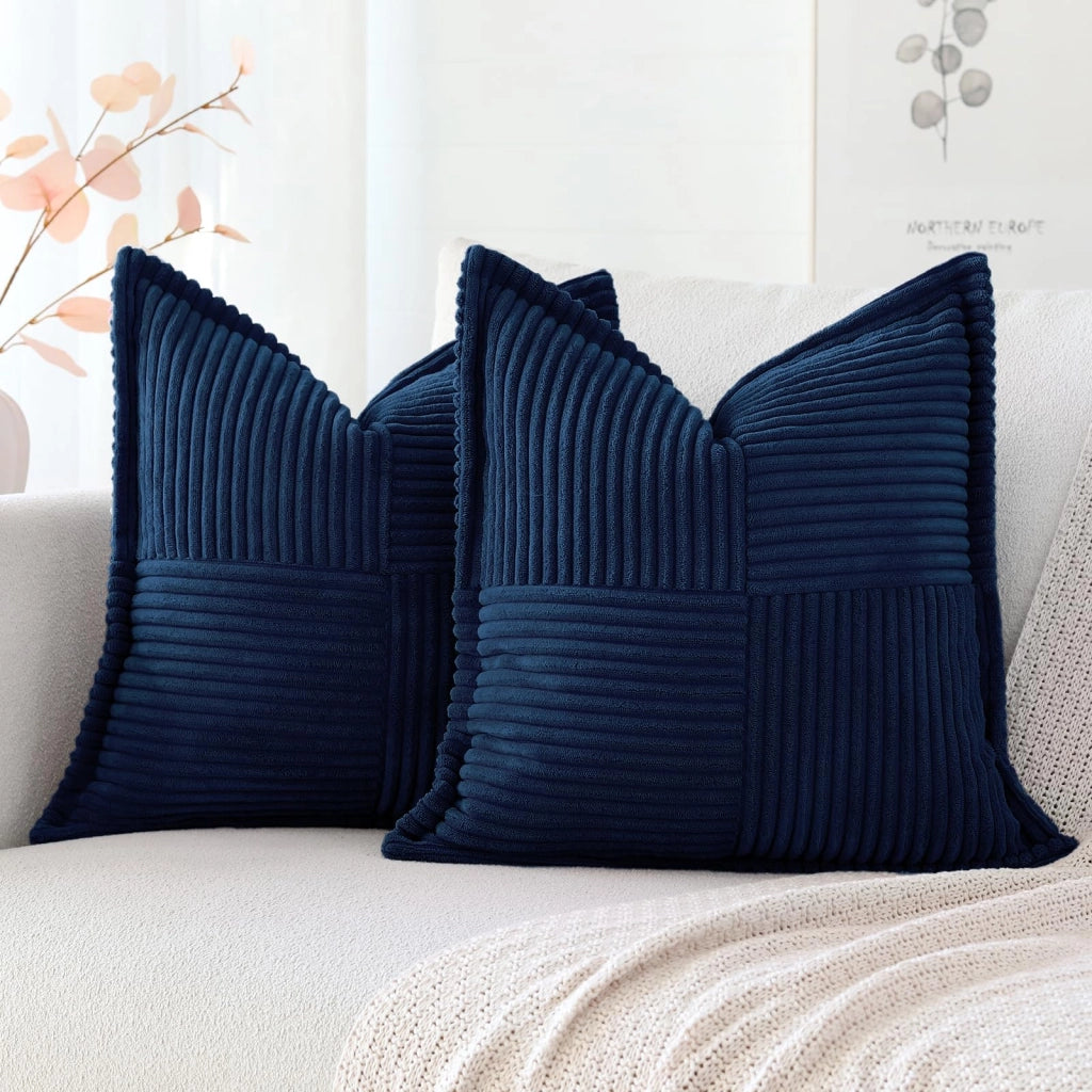 Copri-cuscini per cuscini a corda, set da 2, 55x55 cm, blu navy, design moderno