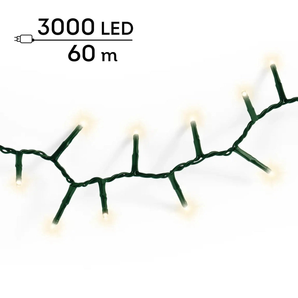 Catena luminosa LED Compact Light verde e bianco caldo da esterno 60 m