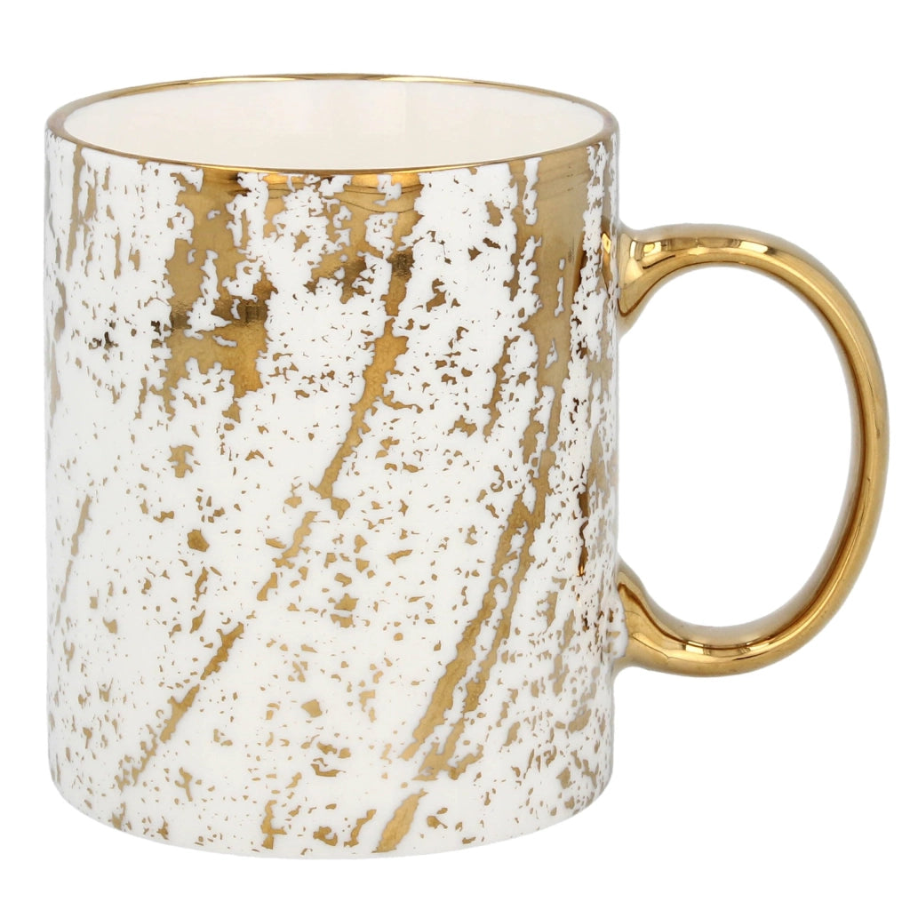 Tazza in porcellana bianca e dorata, capacità 340 ml – eleganti tazze per bevande calde