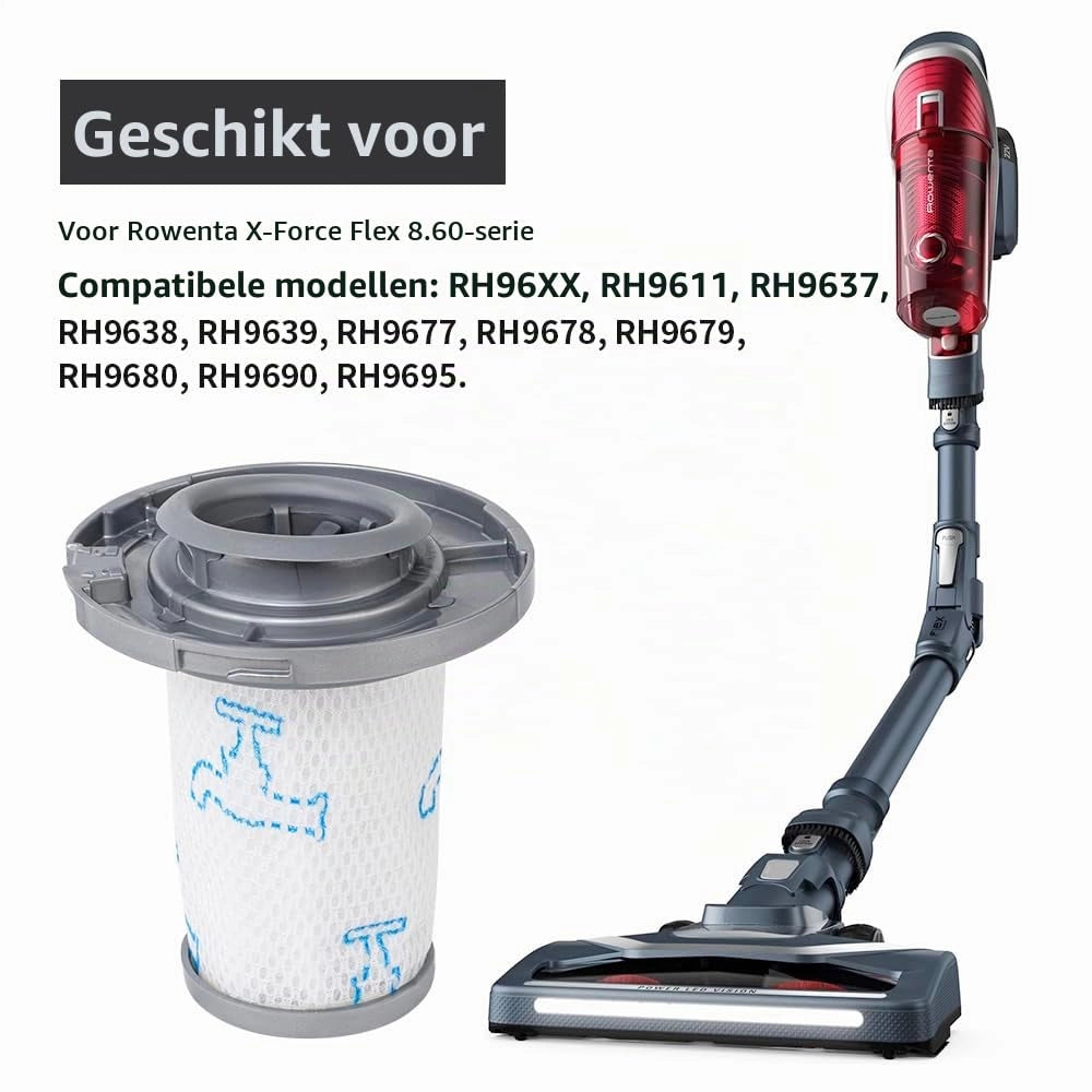 Confezione da 4 filtri di ricambio per aspirapolvere Rowenta X-Force Flex 8.60