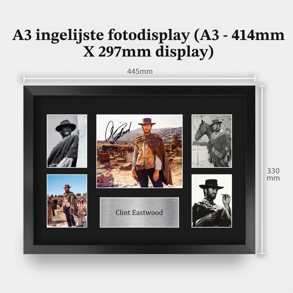 Display A3 incorniciato con firma di Clint Eastwood – Oggetto da collezione cinematografica