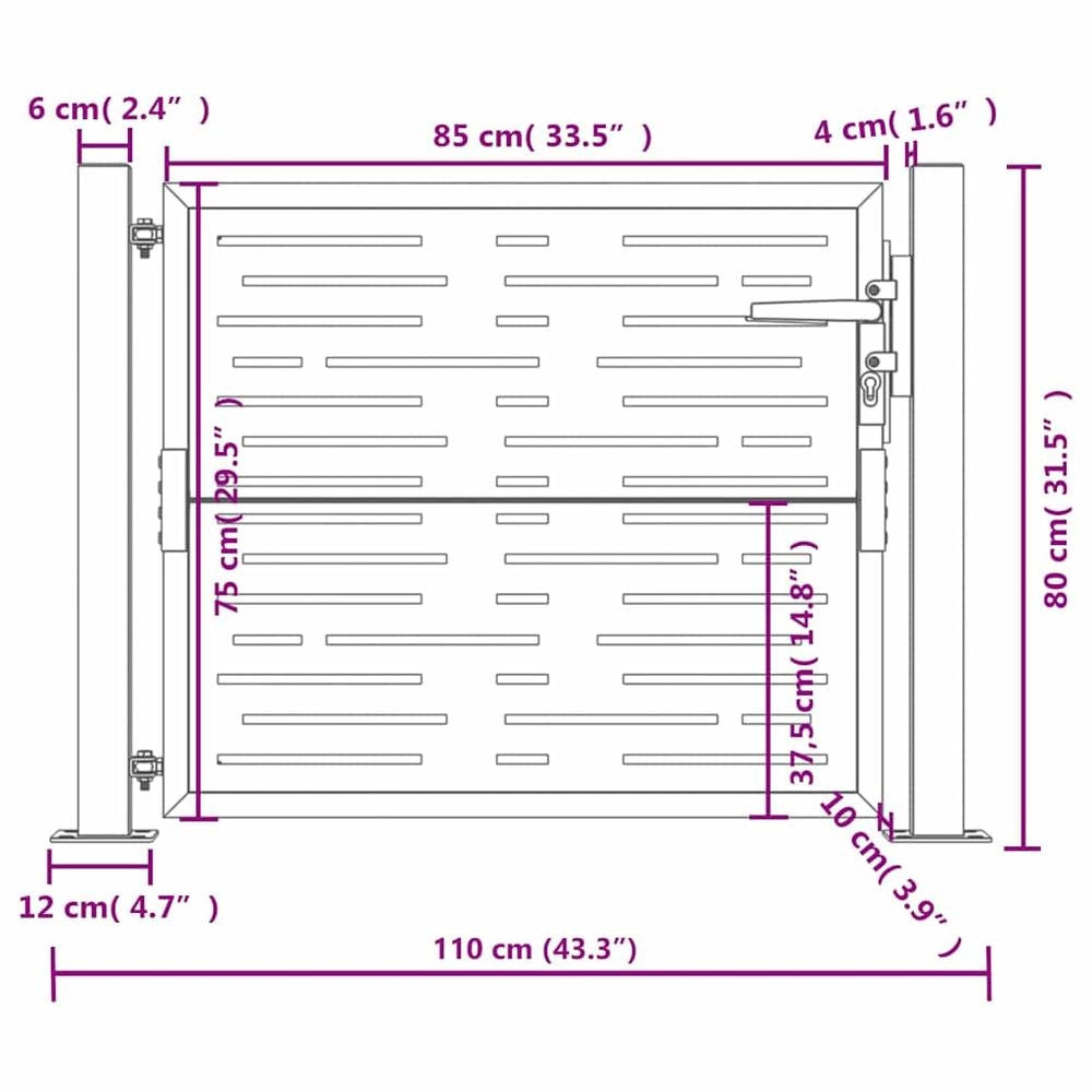 Cancello da giardino antracite 100x75 cm design quadrato
