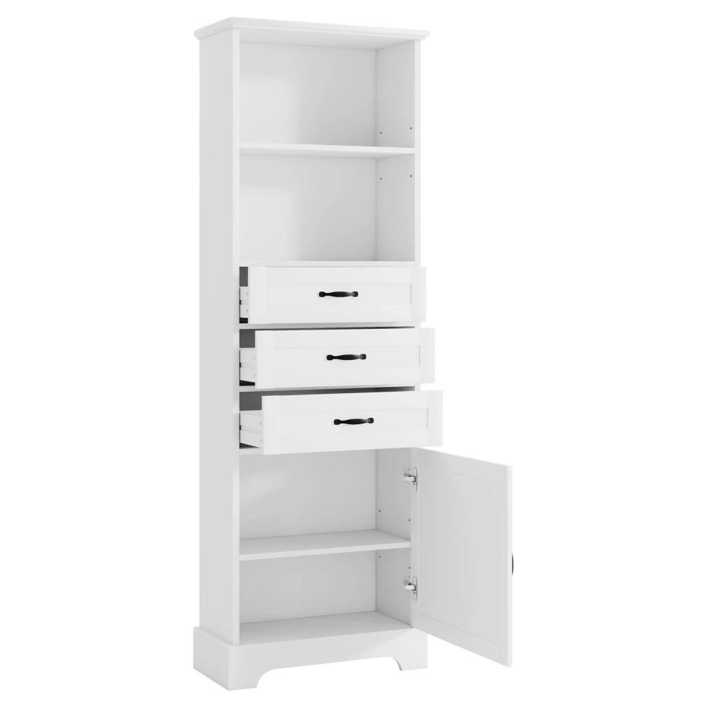 Mobiletto bagno 56 x 25,6 x 167 cm in MDF bianco, 3 cassetti