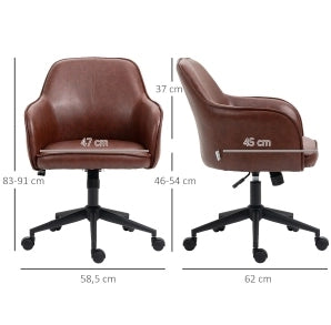 Sedia da ufficio 58,5 x 62 x 91 cm in similpelle marrone, oscillante e regolabile