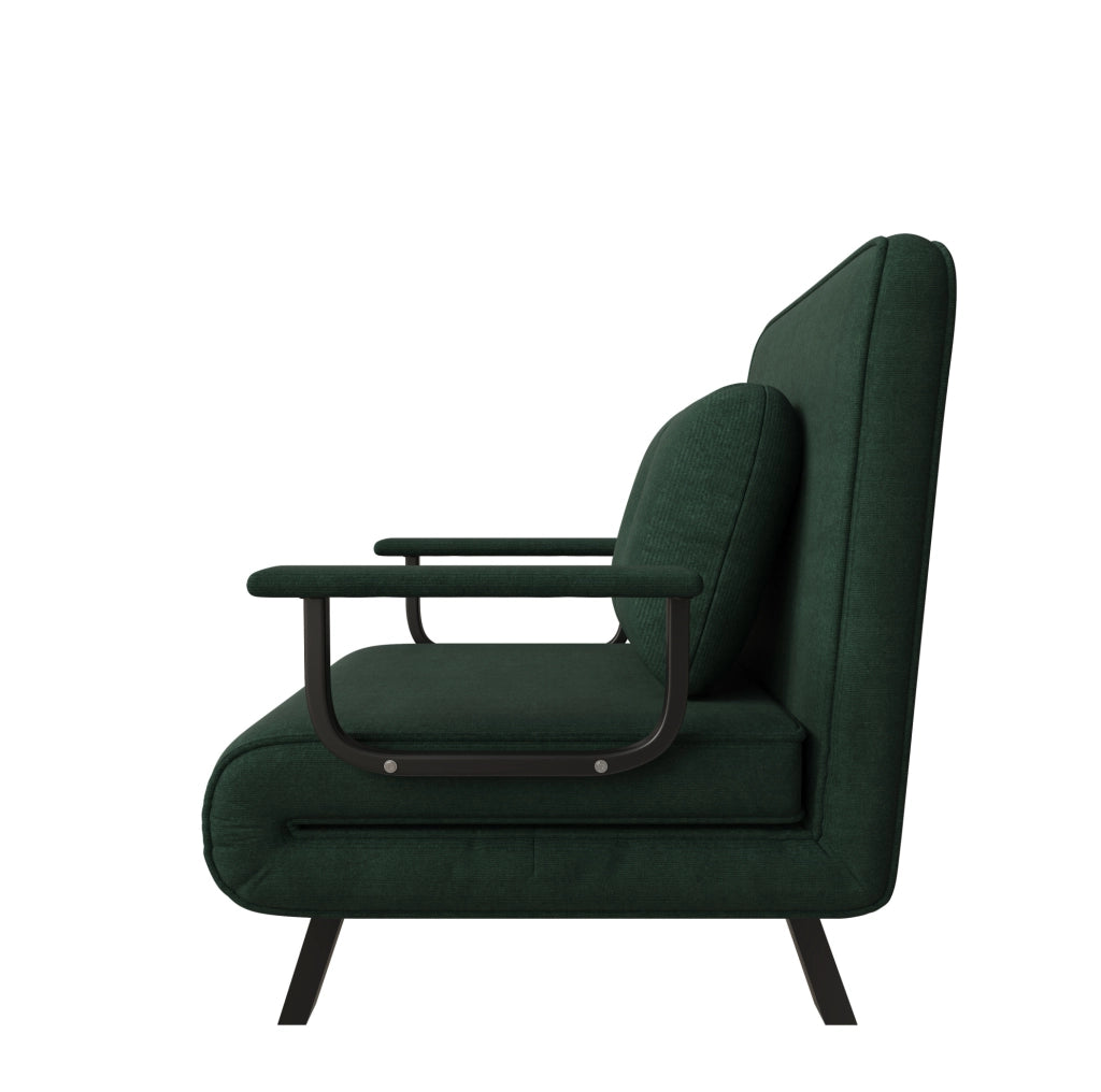 Poltrona relax reclinabile 180° in ciniglia verde 185 cm
