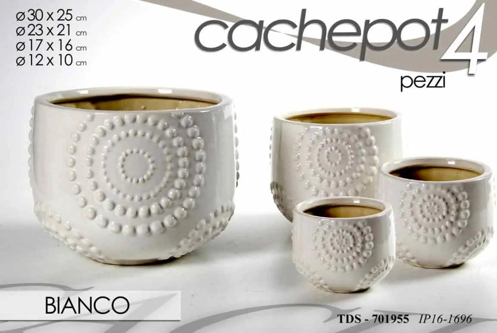 Set 4 cachepot bianchi Ø30/23/17/12 cm