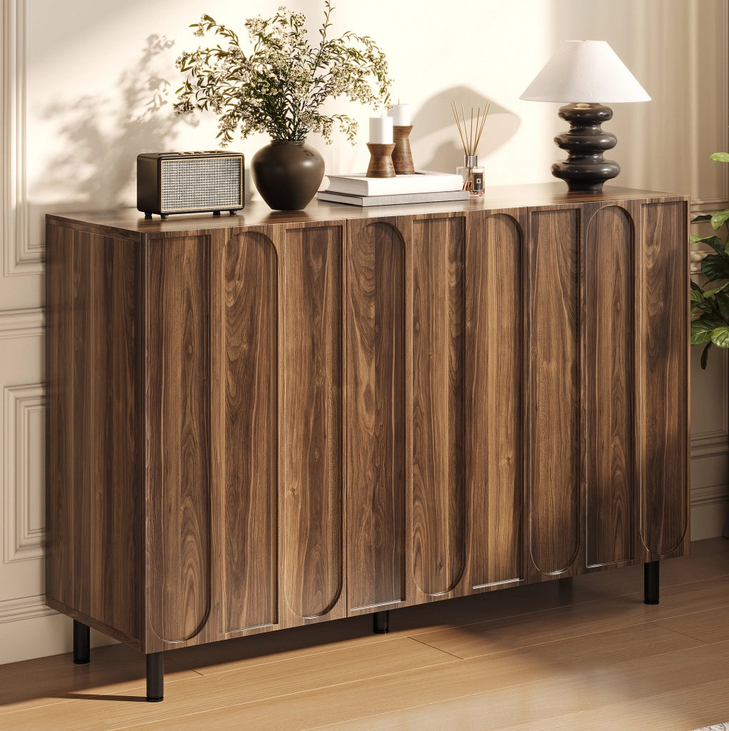Credenza e scarpiera color noce a 3 ante con ripiani regolabili