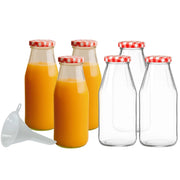 6 bottiglie di vetro da 500 ml con tappo a vite e imbuto