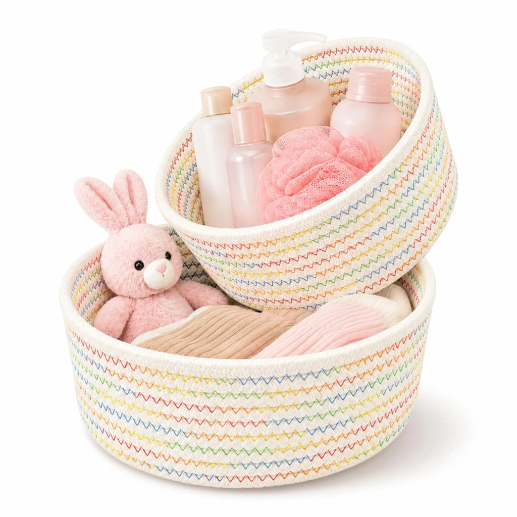 Set di 2 cesti intrecciati, multicolore
