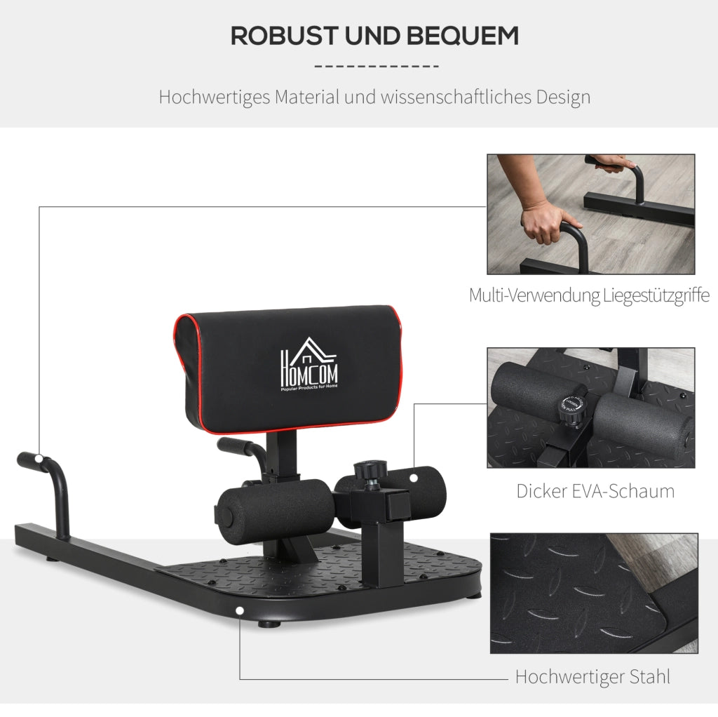 Attrezzo multifunzione per squat, addominali e flessioni in acciaio nero