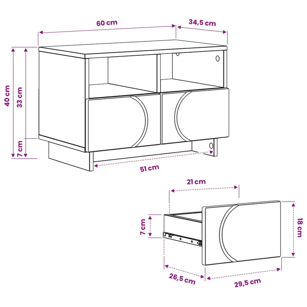 Supporto TV 60 x 34,5 x 40 cm Grigio Cemento
