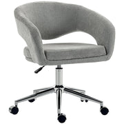 Sedia da Ufficio Ergonomica in Ciniglia Grigio, Poltrona Regolabile con Ruote e Braccioli per Casa e Studio