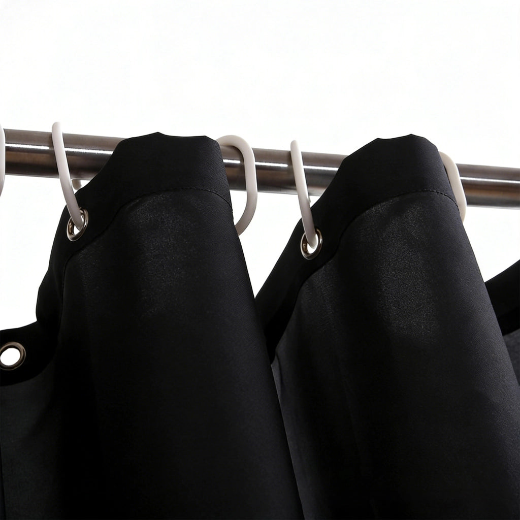 Tenda da doccia nera 200 x 240 cm con ganci