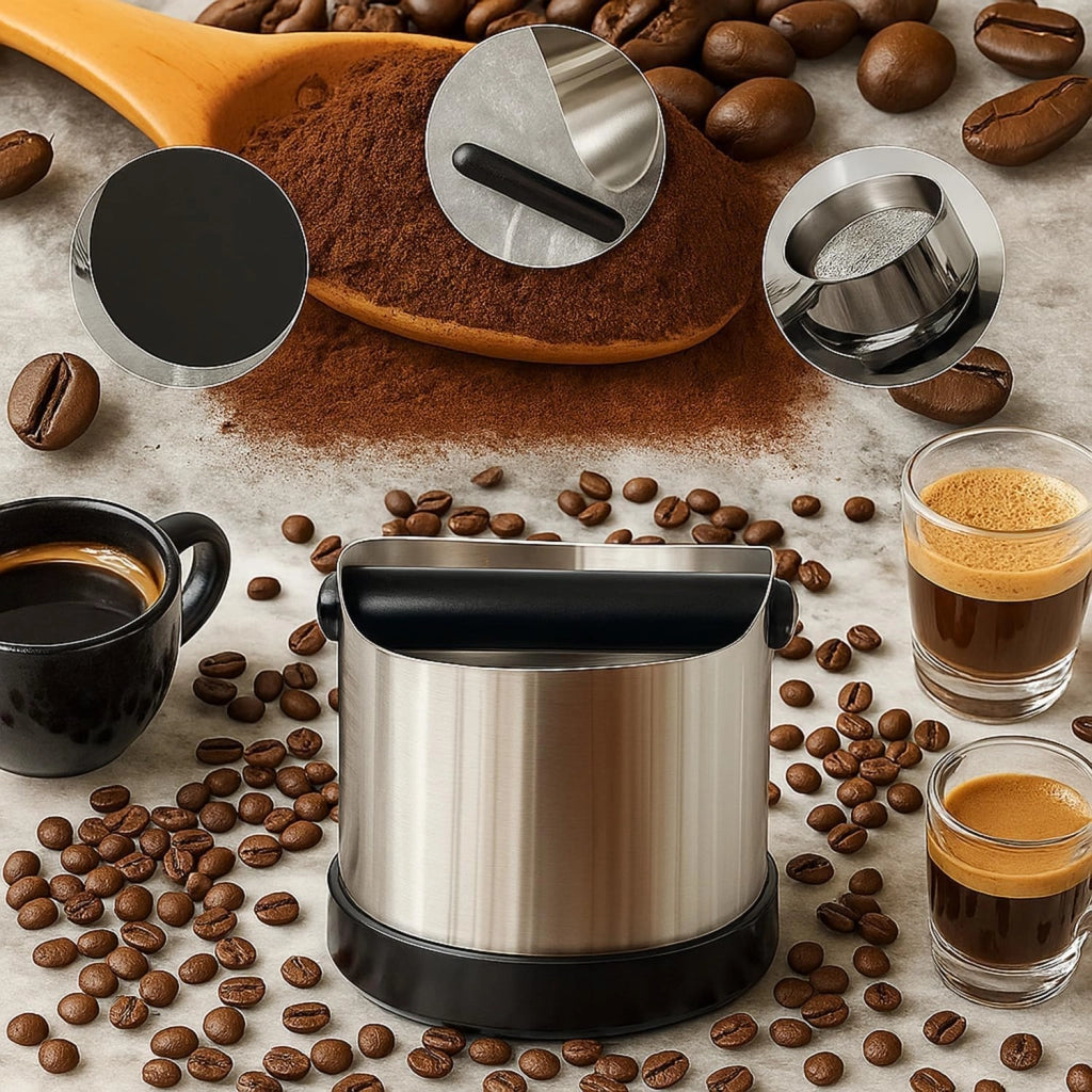 Contenitore in acciaio inossidabile per macinare il caffè, capacità 700 ml, con stantuffo rimovibile