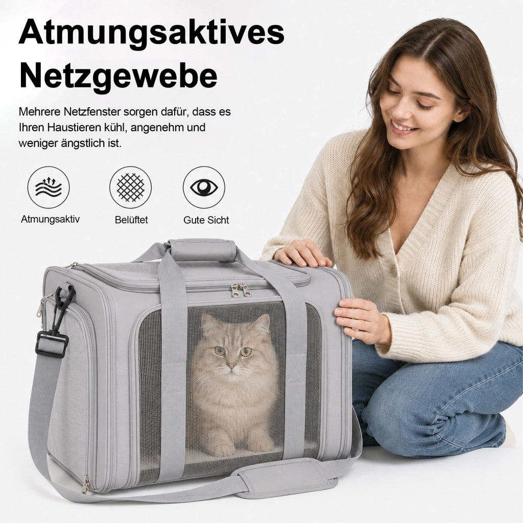 TRASPORTINO Pieghevole per Cani e Gatti 45x30x30 cm Grigio