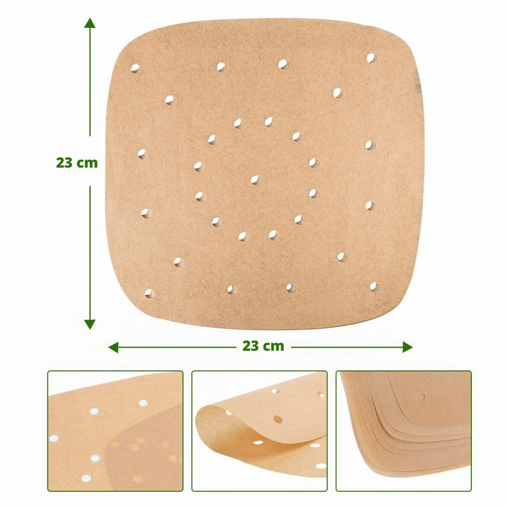Carta forno per friggitrici ad aria, 200 pezzi, 20x30 cm, preforata