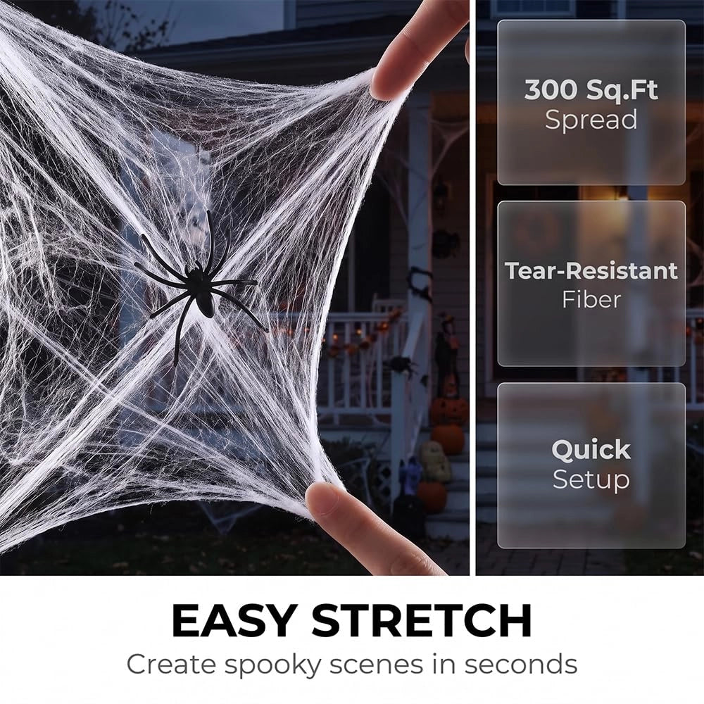 Decorazioni per Halloween a tema ragno: 60 grammi di rete + 60 ragni artificiali