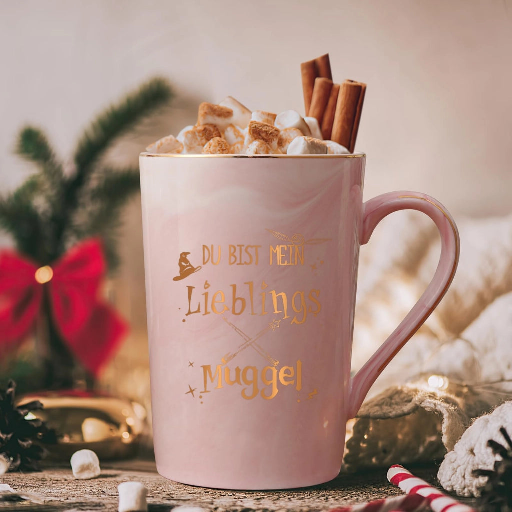 Tazza da caffè con scritta: "Sei il mio Muggle preferito", 400 ml, rosa