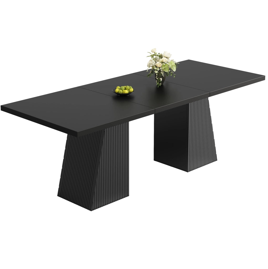 Tavolo da pranzo allungabile 120/160x80x76 cm in MDF/metallo nero; 46 posti