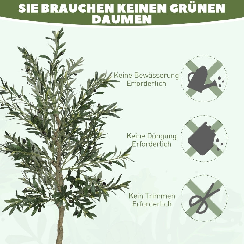 Albero di ulivo artificiale con rami modellabili in plastica verde, altezza 180 cm