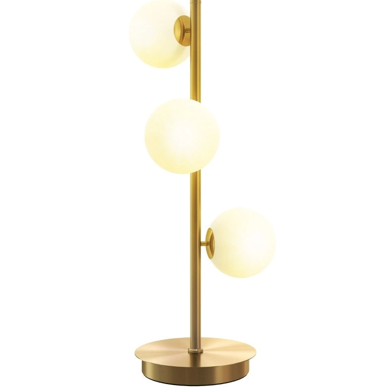 Lampada da tavolo a 3 sfere color ottone antico, H 53 cm