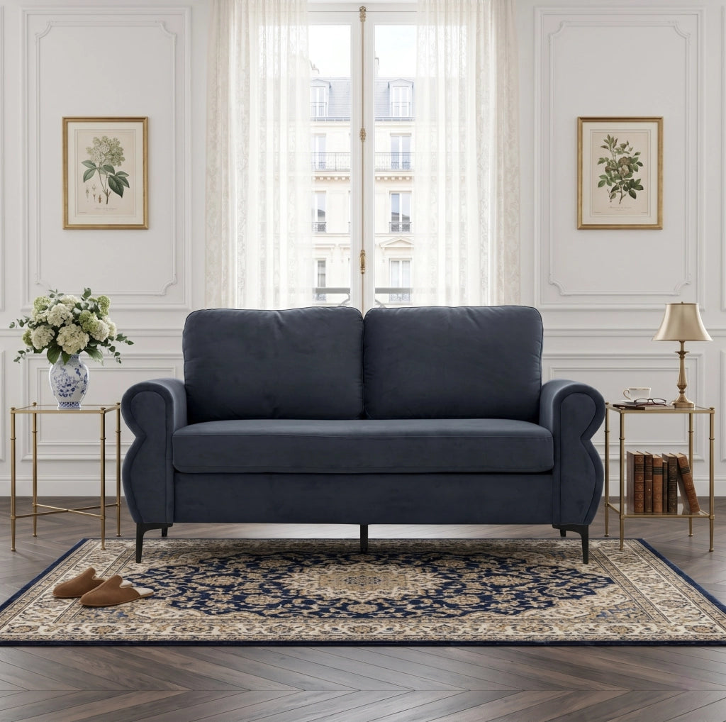 Divano 2 posti 173,5x81x92 cm in tessuto grigio scuro, smontabile
