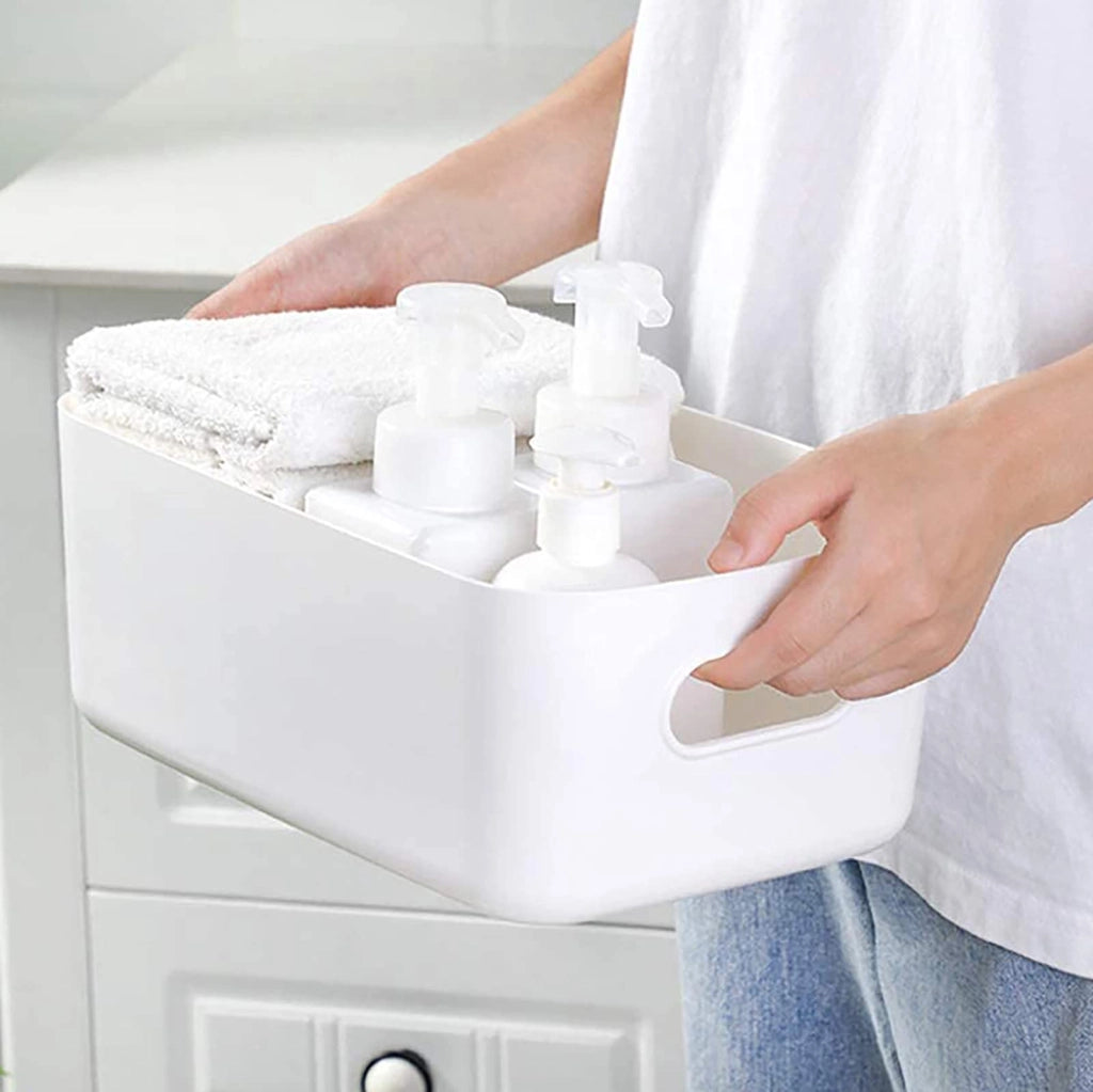 Cesti portaoggetti in plastica, set da 3, colore bianco, 3 diverse dimensioni