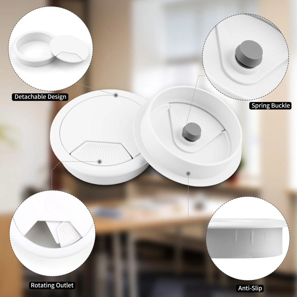 Passacavi da 60 mm, bianco, confezione da 6 pezzi, con seghetto per tagli