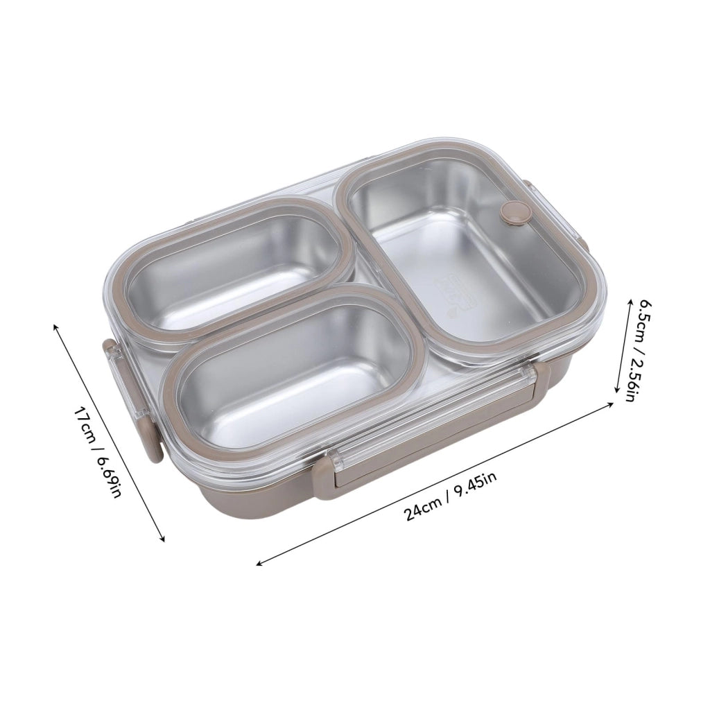 Contenitore per il pranzo in acciaio inossidabile, con 3 scomparti, capacità 1,2 litri, colore kaki, riutilizzabile