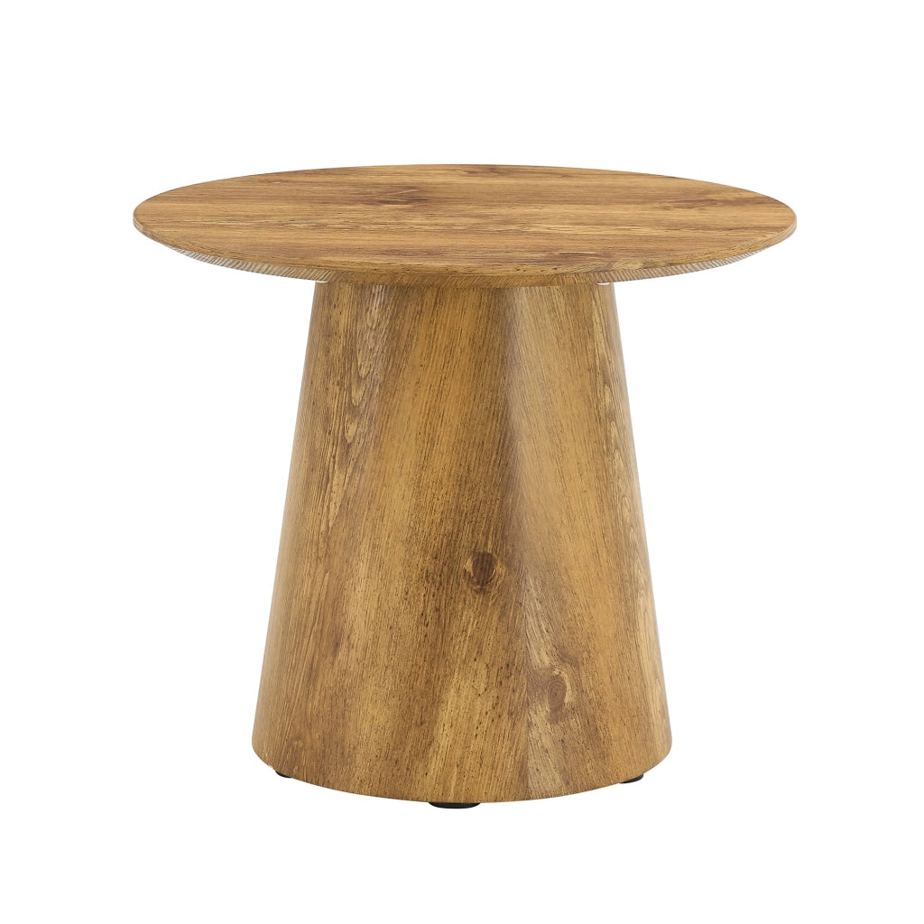 Tavolino da salotto rotondo 50 × 48 cm in MDF effetto legno con piano da 2,5 cm e piedini antiscivolo compatto