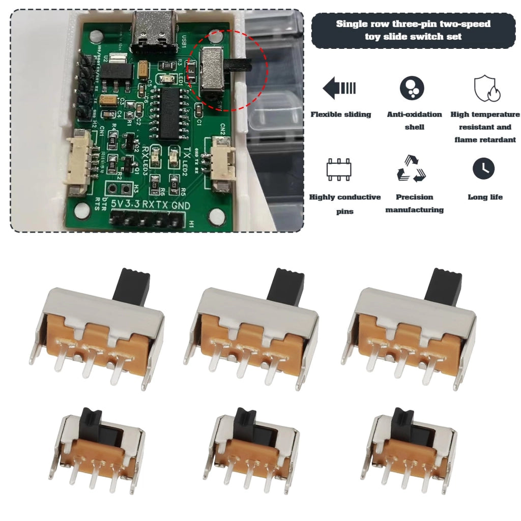 100 micro-interruttori a levetta SS12F44 SK12D07VG3, 1P2T, 50V, 0,5A