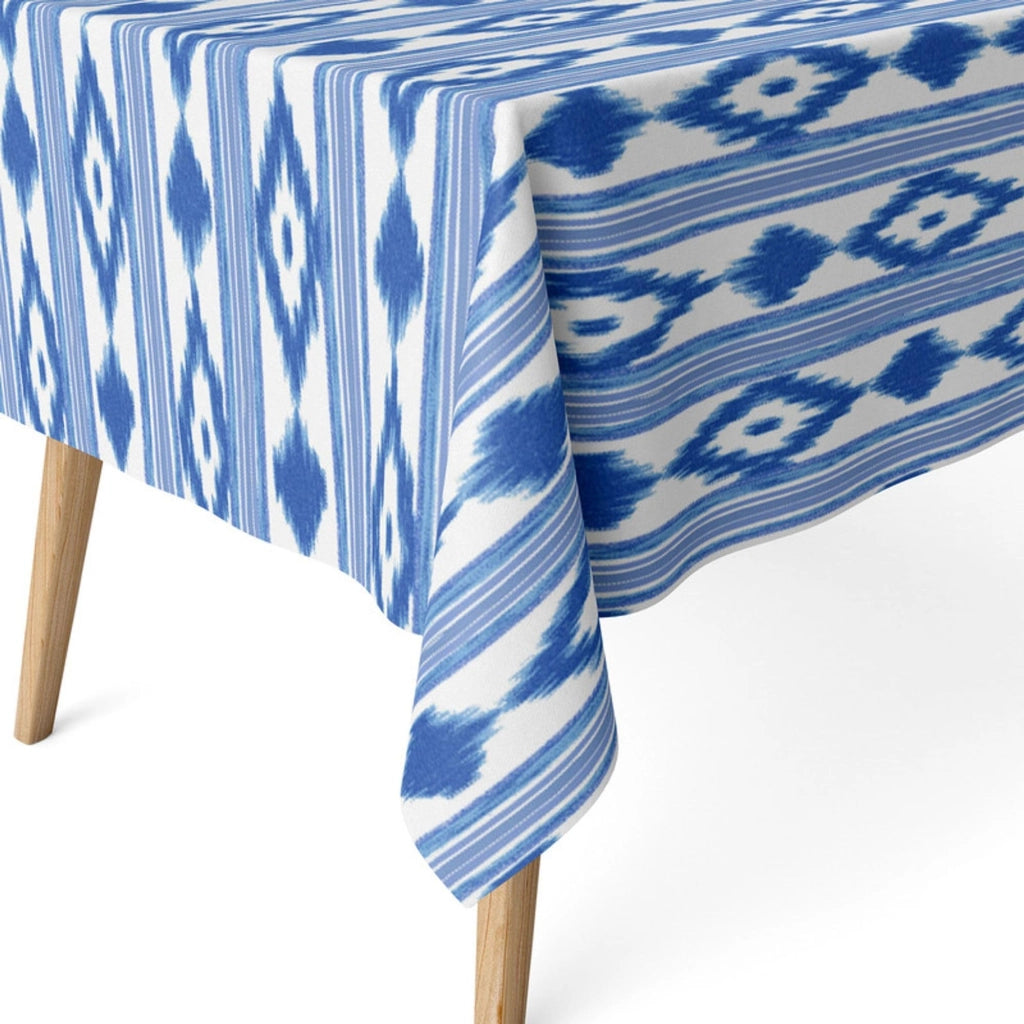 Tovaglia rettangolare, 180 x 140 cm, blu, resistente alle macchie, realizzata in misto cotone