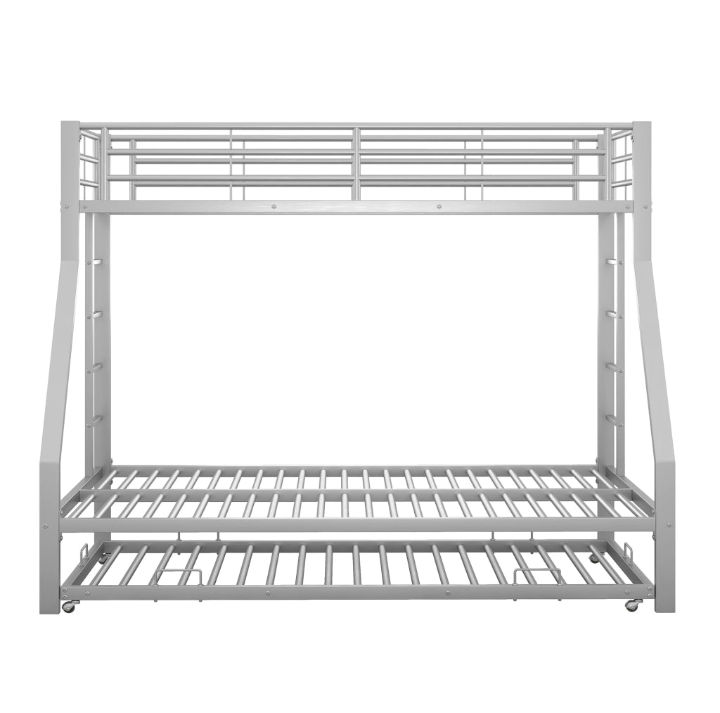 Letto a castello in metallo con letto estraibile e scale su due lati, 90(140)x200 cm, nero/bianco