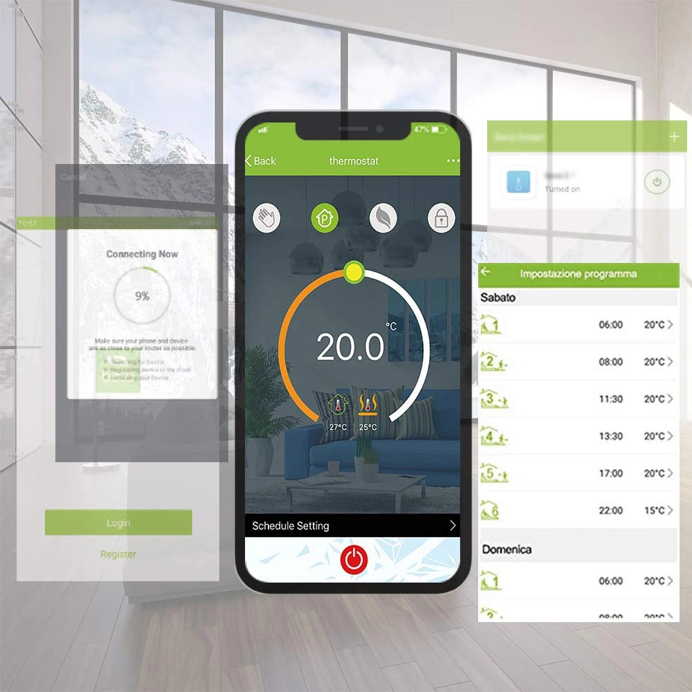 Termostato Wi-Fi per caldaie a gas, programmabile, bianco, con controllo vocale
