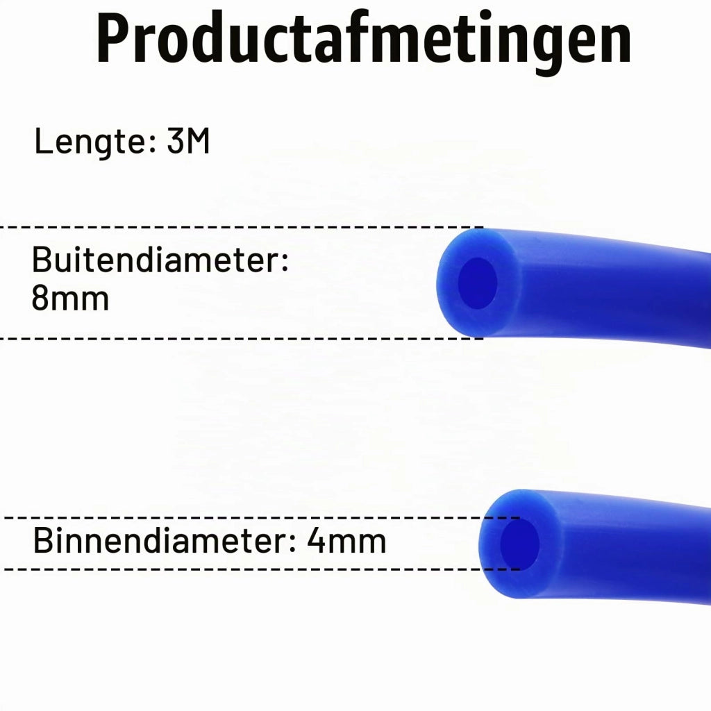 Tubo in silicone per vuoto, diametro interno 4 mm, diametro esterno 8 mm, lunghezza 3 metri, colore blu