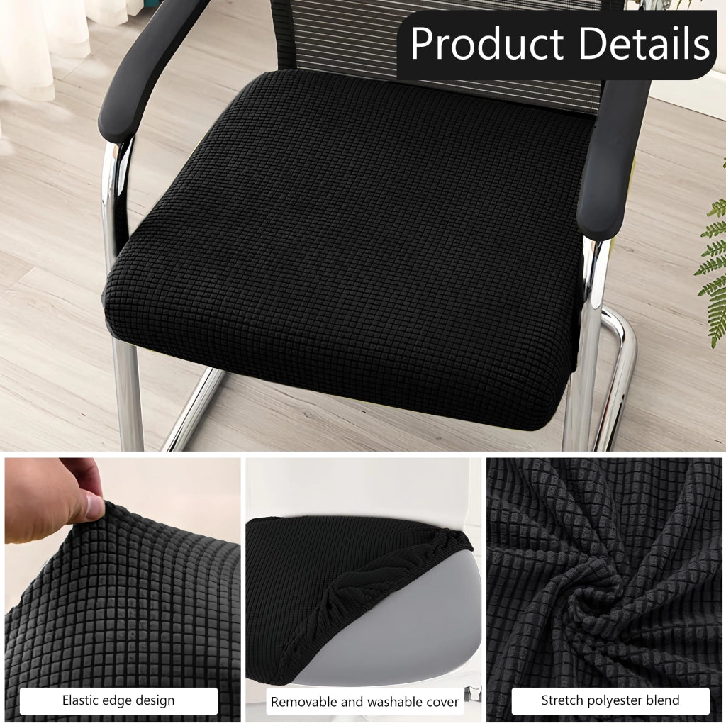 Set di 2 coprisedie da ufficio elasticizzati, neri, antiscivolo, con chiusura a strappo
