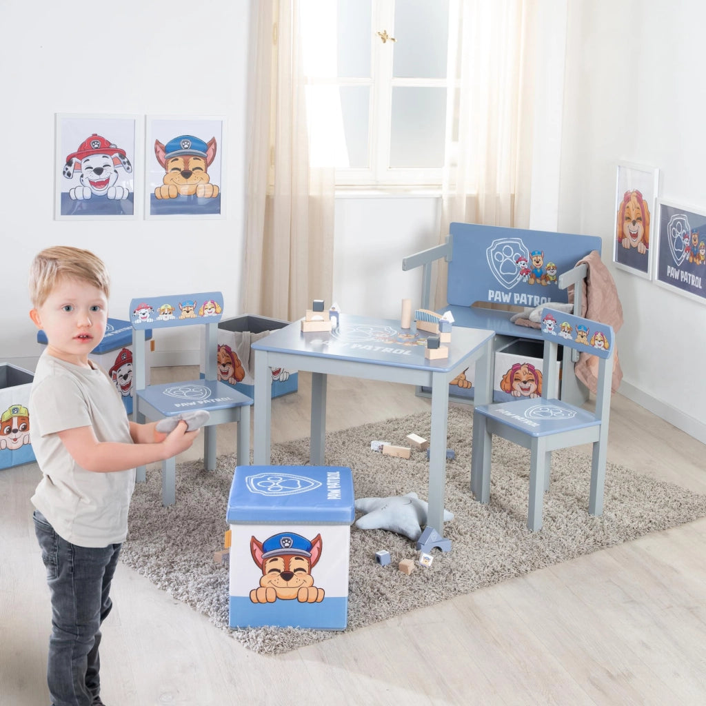 Seggiolino per bambini Paw Patrol, in legno, grigio/blu, altezza 59 cm, adatto a bambini dai 18 mesi in su