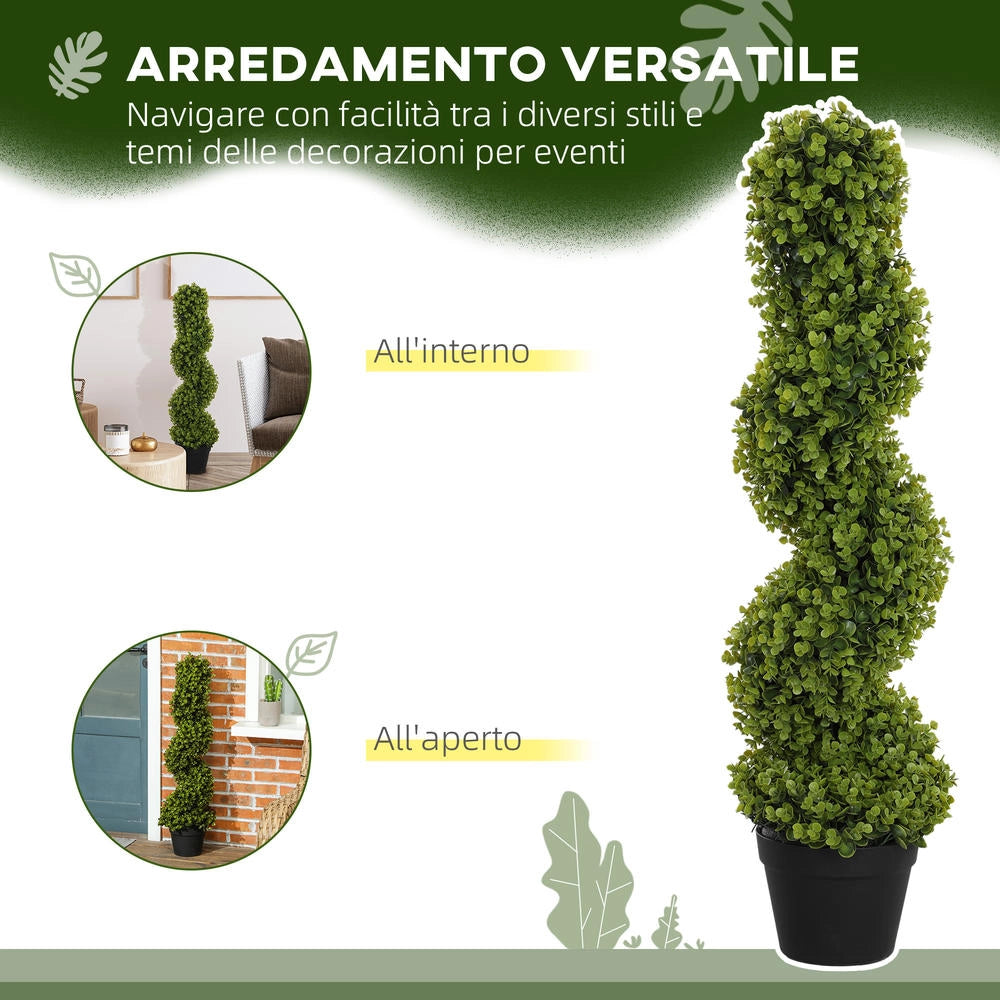 Pianta Artificiale di Eucalipto a Spirale 90 cm con Vaso Incluso, Albero Finto per Interno ed Esterno Resistente UV, Verde