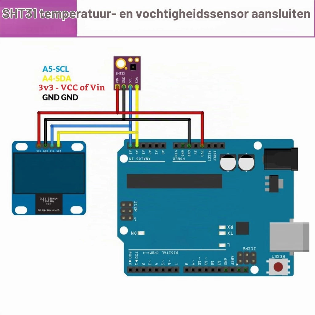 Sensore di umidità SHT31-D, confezione da 3, interfaccia I2C, compatibile con Arduino