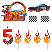 Set di candeline a forma di auto da corsa per compleanno, con il numero 5 e decorazioni