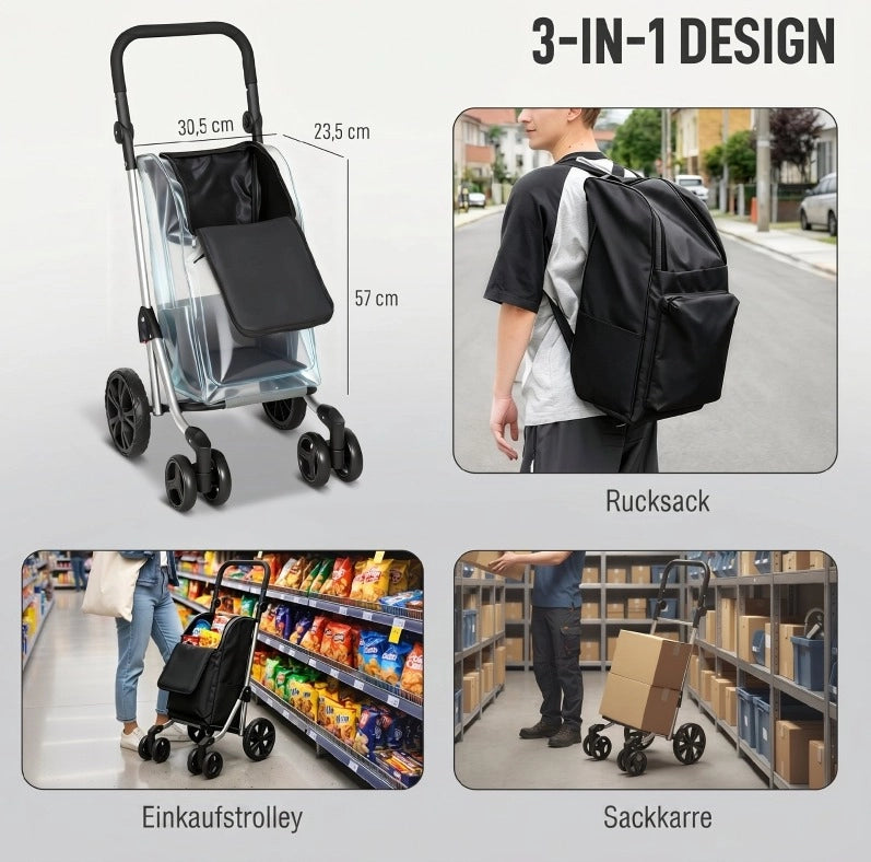 Carrello per la spesa 3 in 1 da 46 l, pieghevole, con vano termico