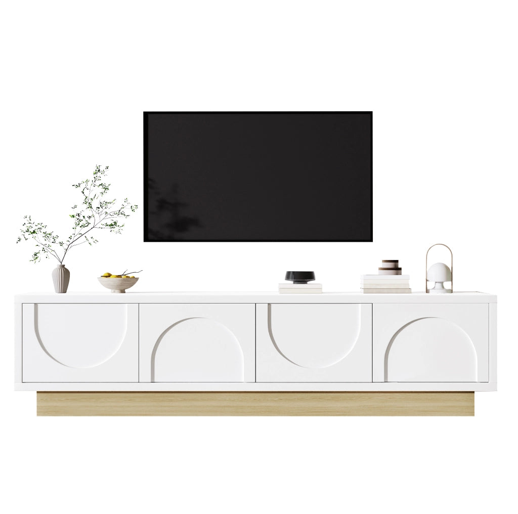 Mobile TV 175 x 40 x 41,5 cm bianco e legno MDF, design curvo, ampio spazio