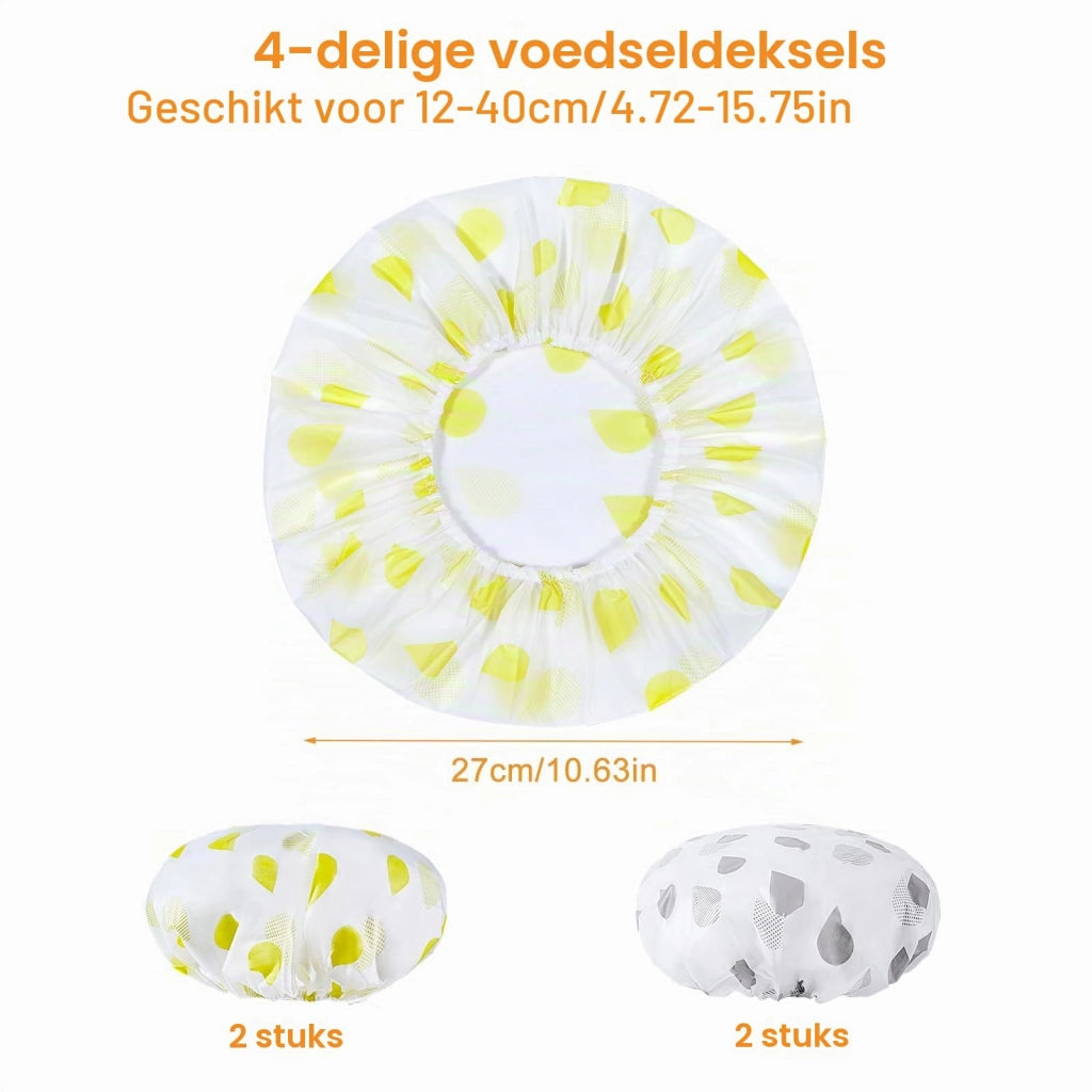 Set di 4 coperture elastiche per alimenti, diametro 27 cm, giallo/grigio