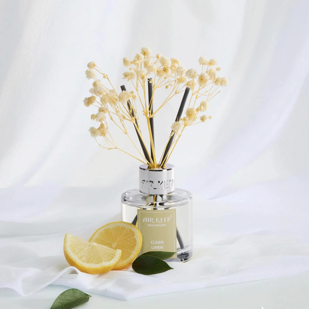 Bastoncini profumati da 50 ml, fragranza "Clean Linen" con fiori secchi