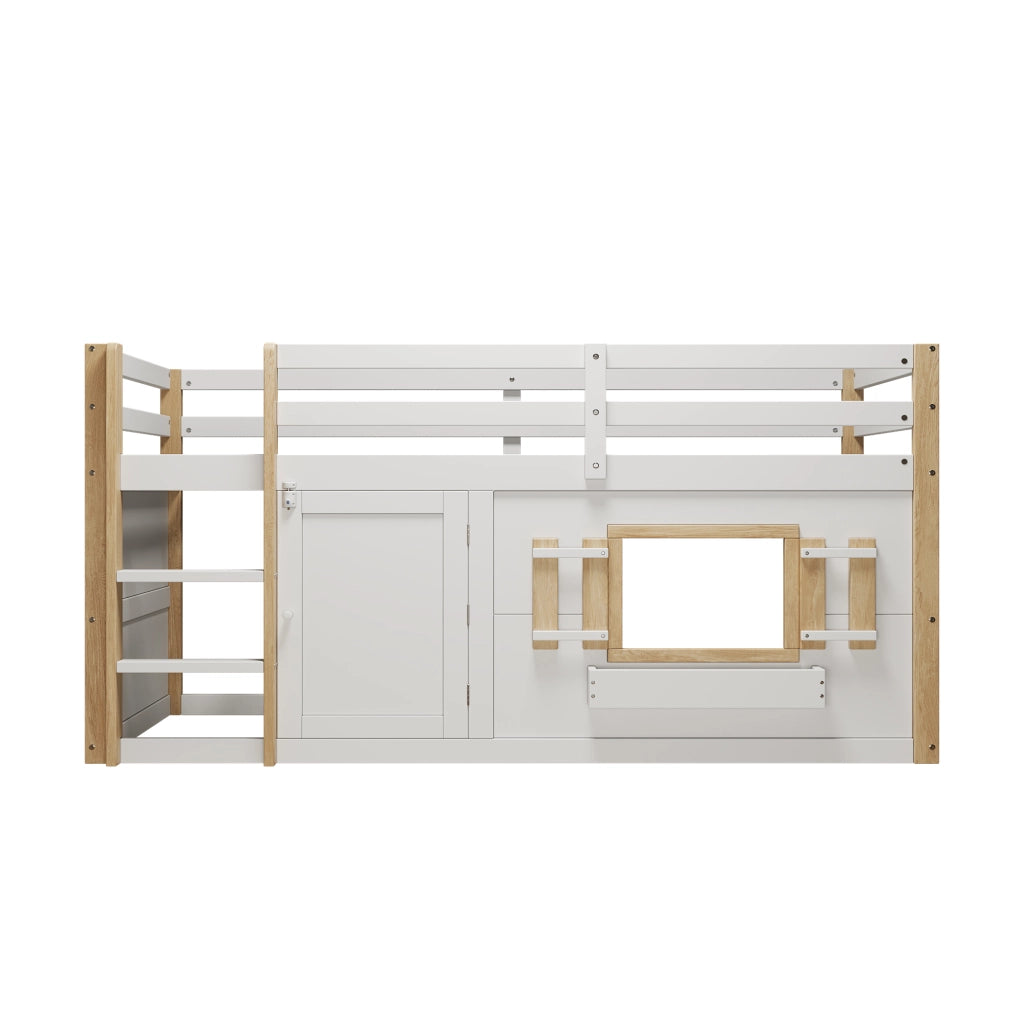 Letto a soppalco bambini 90x200 bianco con scaletta