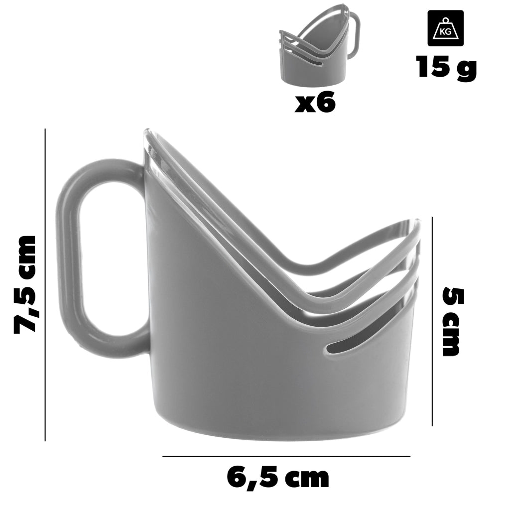 Cestini in plastica KADAX per bicchieri, 6 pezzi, colore grigio